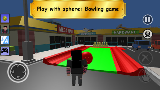 Playing bowling in the parking lot using spheres