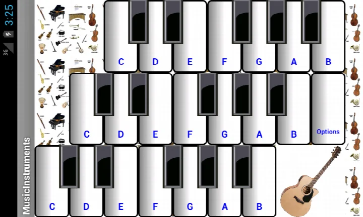 Selecting one of 76 musical instruments or sounds in (light) Music Instruments.
