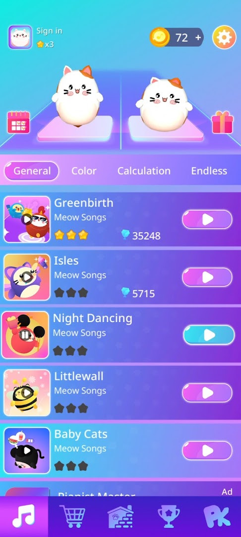 Dancing Cats: Duet Meow gameplay holding and dragging a cat across glowing tiles.