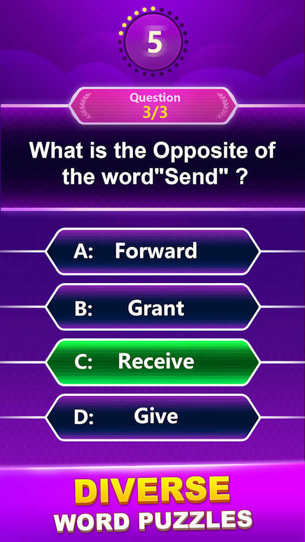 Daily rewards screen in Spelling Quiz - Word Trivia with a chest and gems to collect.