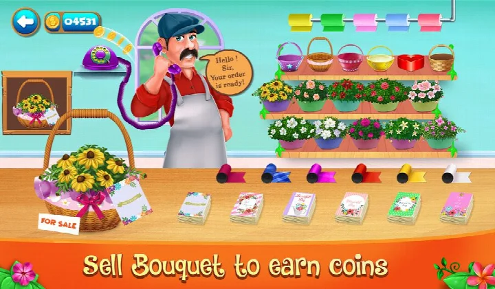 Gardening screen for planting seeds, watering and harvesting flowers