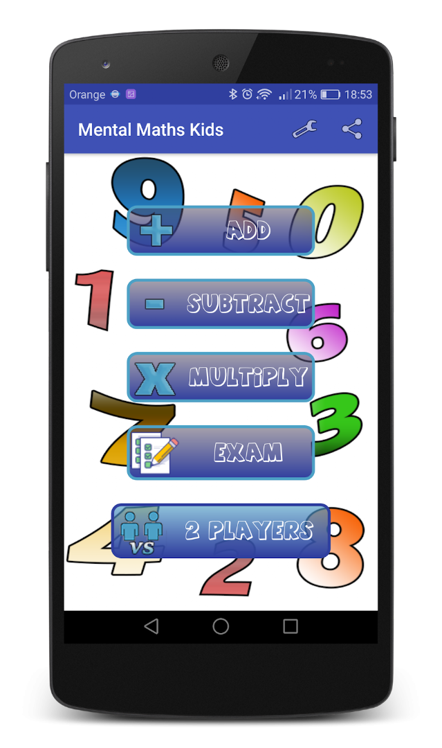 Mental Calculation main menu with game modes