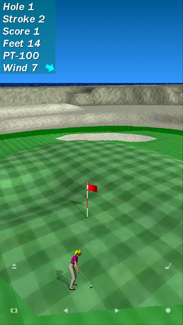 Aiming interface in Par 3 Golf Lite with power meter displayed