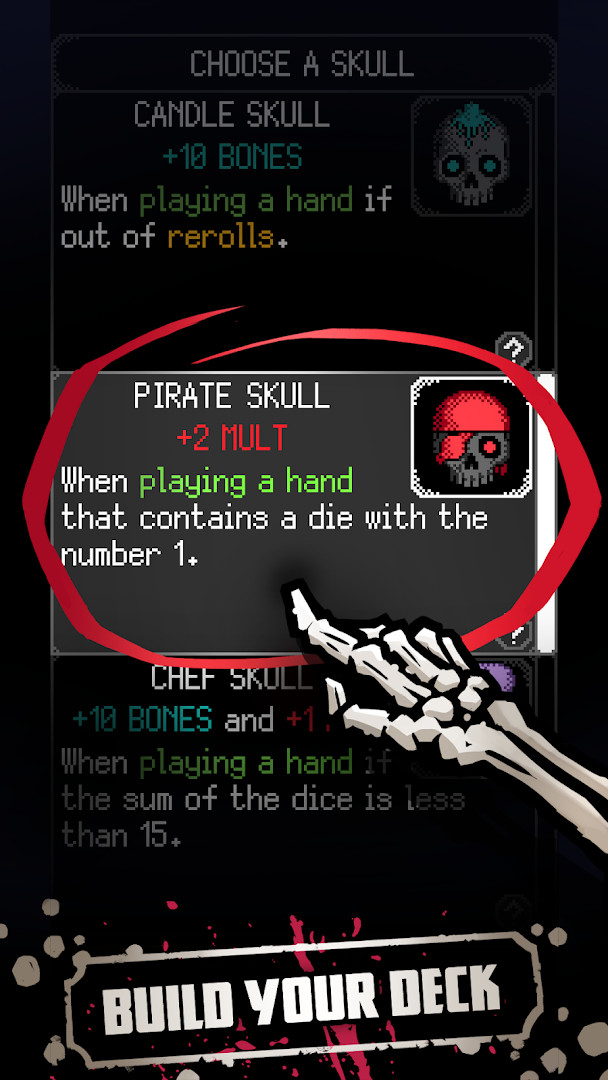Dice of Kalma hand upgrade interface and score multipliers