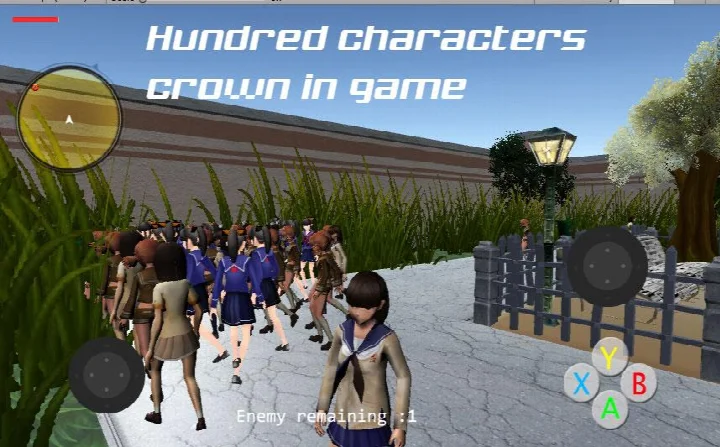 Character selection screen showing multiple schoolgirl fighters available in the game