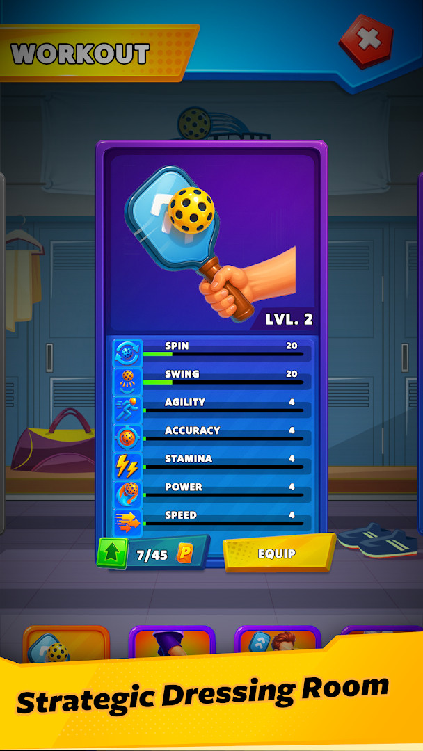 Pickleball Stars settings menu for language and controls