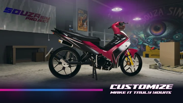 Customizing bike exhaust and rims in SouzaSim Project
