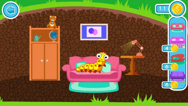 Chase scene with another worm pursuing the player's worm.