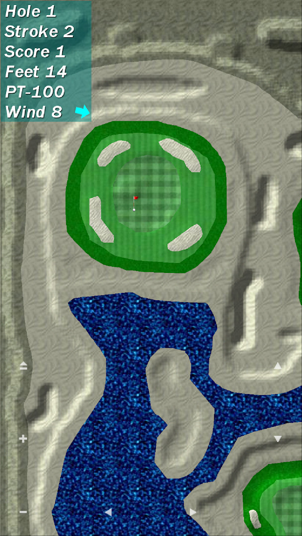 Ball trajectory view in Par 3 Golf Lite mid-swing