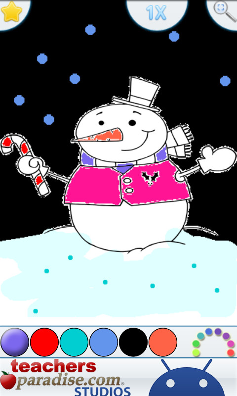 Sharing a finished holiday page from Christmas Coloring Book Games with family and friends