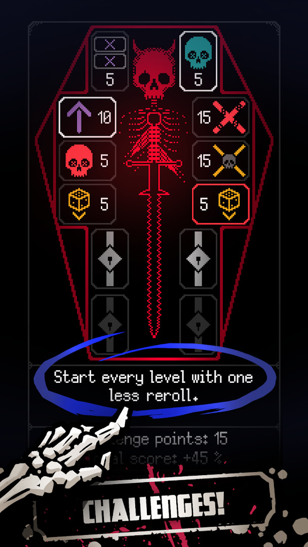Dice of Kalma game over screen with run statistics and retry prompt