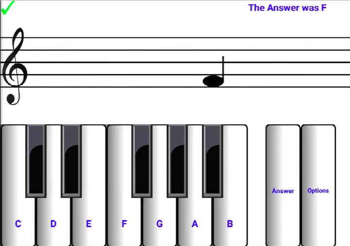 Main screen with a music staff and a note to identify