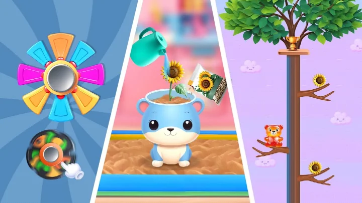 My Toy Set Mobile Game screenshot displaying the Fruit Cut mini-game with sliced fruits and coin rewards.