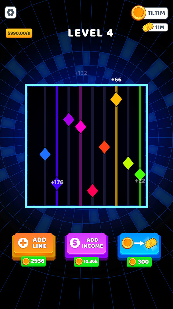 Bouncing Rainbow: Calm Clicker screenshot of connecting dots to form intricate patterns.