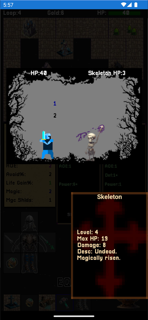 Inventory screen with saved resources and tiles