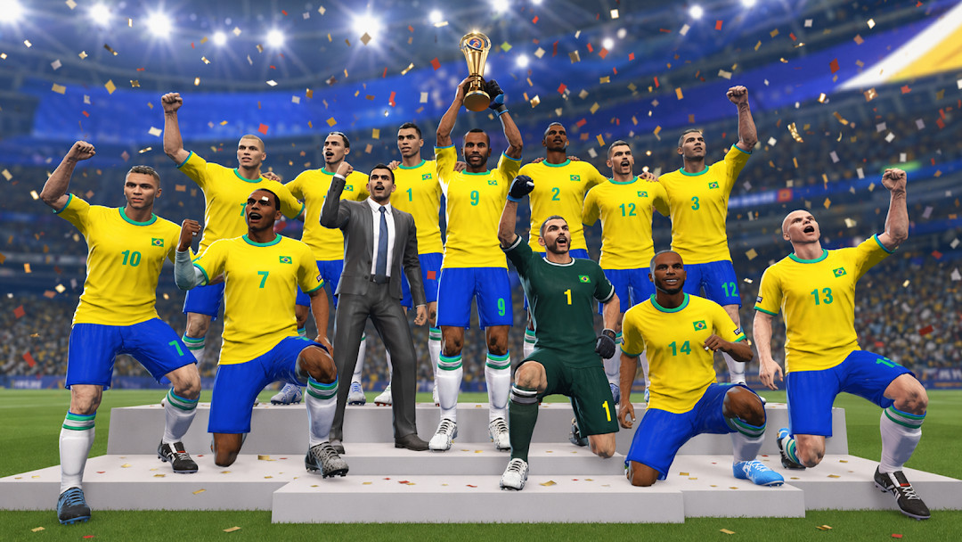 Soccer Legend main menu showing a player ready to kick off a match