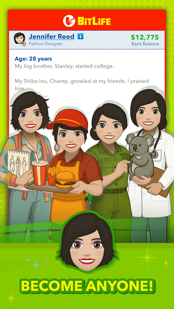 BitLife game interface presenting career and education decisions for teenagers.
