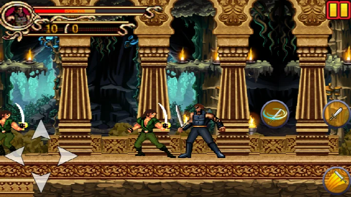 Gameplay screen where the prince battles foes to rescue Zoya from the evil witch.
