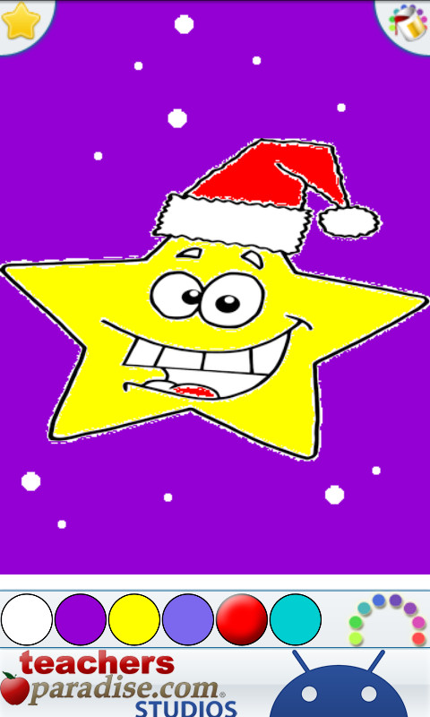 Coloring canvas in Christmas Coloring Book Games with zoom assist for detailed work