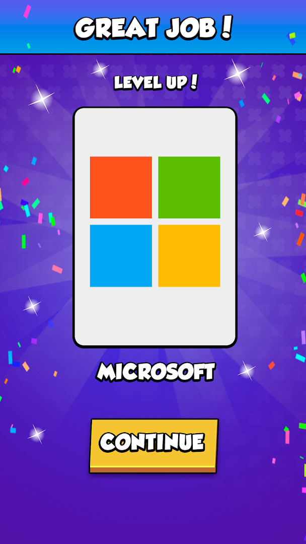 Hint options available for solving a logo color puzzle