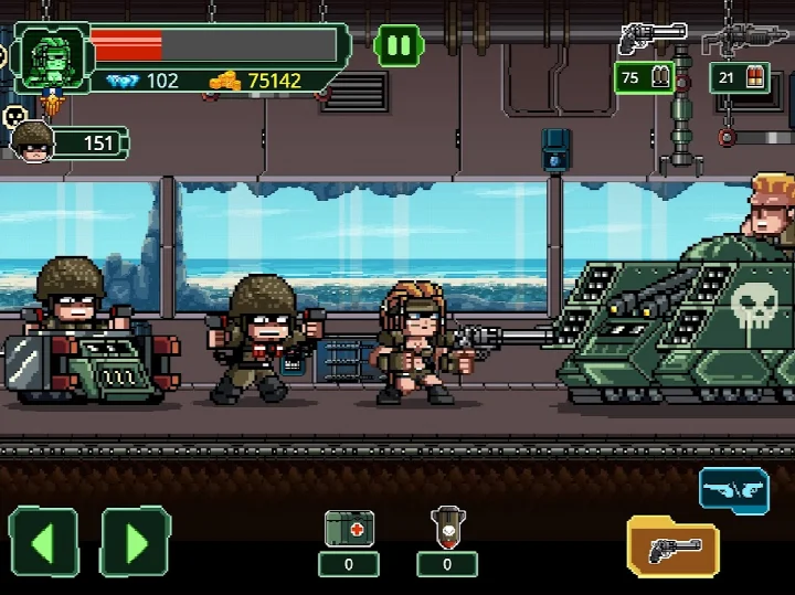 Time Attack mode in Metal Guns Fury: beat em up with on-screen timer and action.