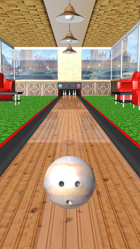 3D Bowling (new) 2017 gameplay with ball rolling down the lane.