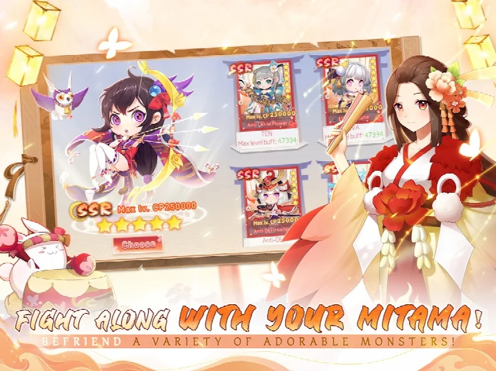 Yokai Tamer screenshot of guild activities including fireworks, boss fights, and a hot spring relaxation area