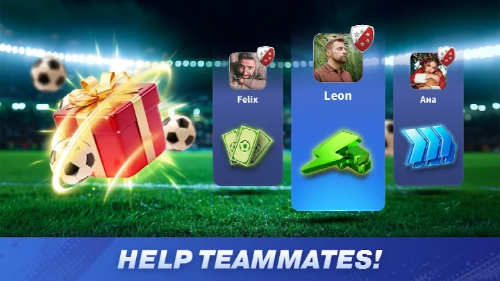Global Cheer Points flip-card mechanic for team support