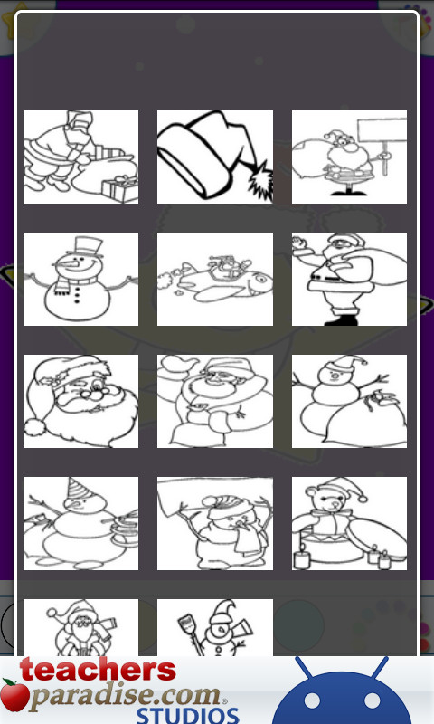 Family-friendly page selection in Christmas Coloring Book Games for ages 1-99