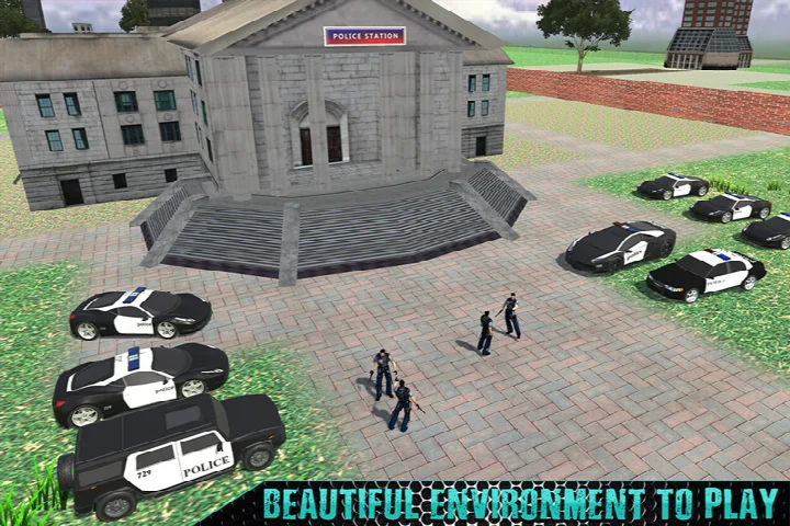 Impossible Police Transport Car Theft screenshot: driving a stolen police car on a highway