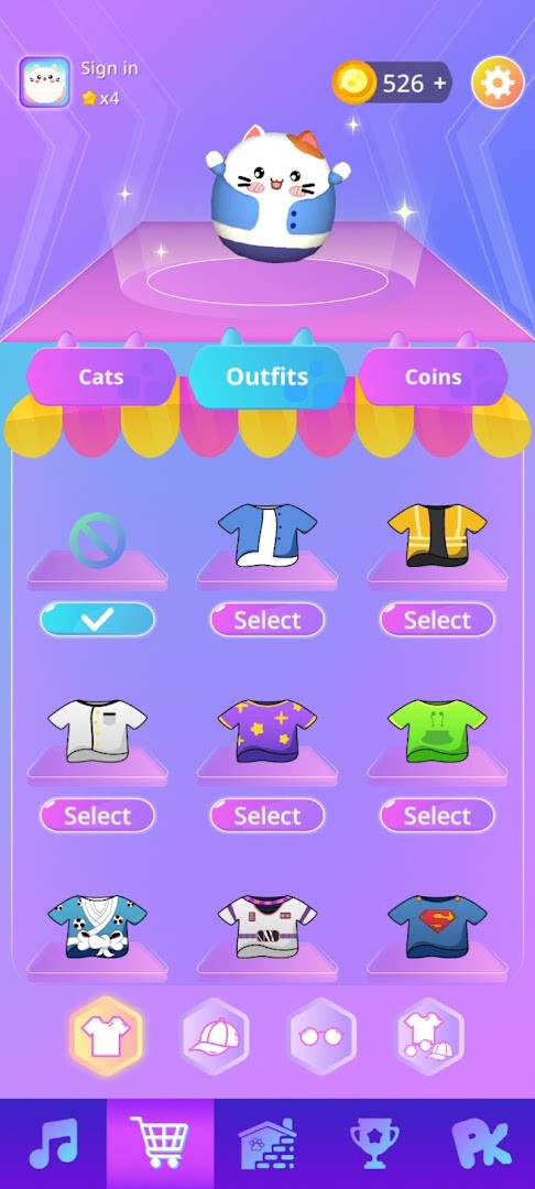 Dancing Cats: Duet Meow settings menu with sound and gameplay options.
