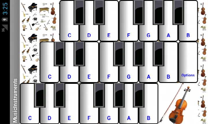 Browsing sound categories such as Wind, Strings, and Percussion in (light) Music Instruments.