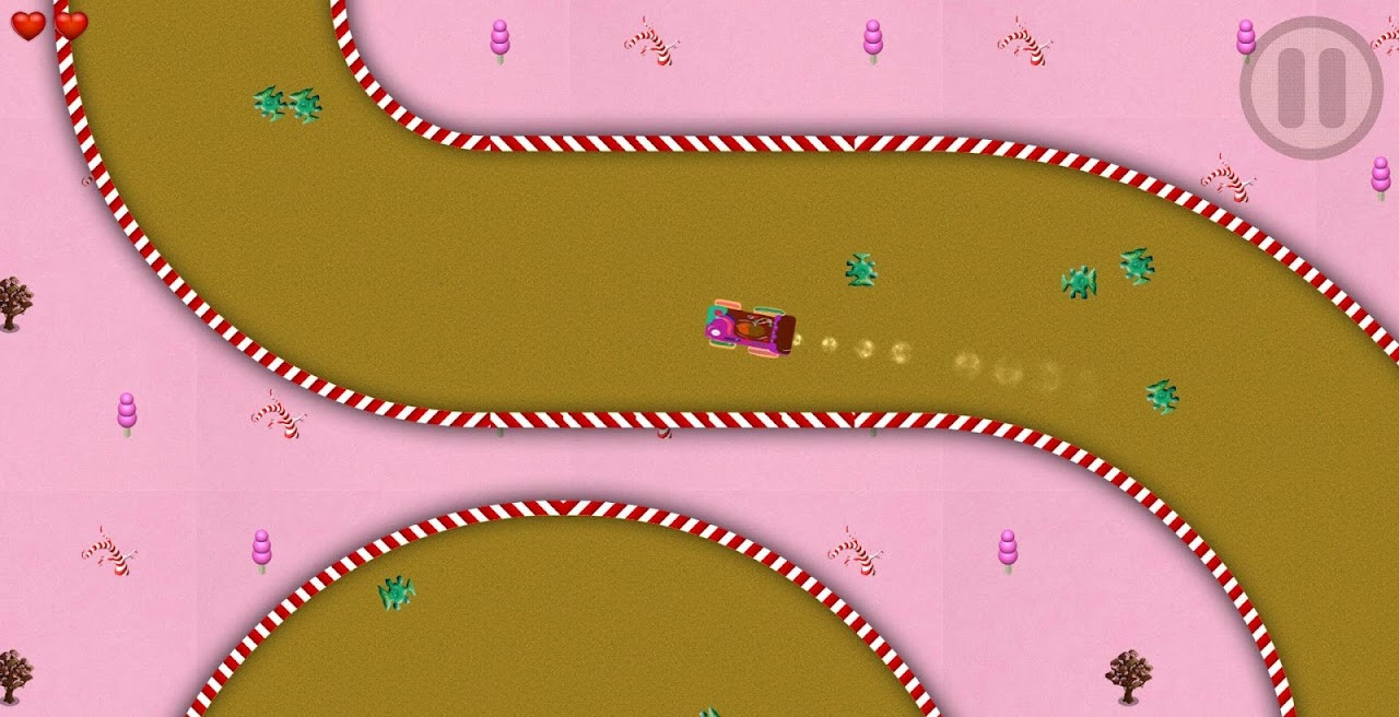 Car racing on a sweet-themed track in Sugar Rush 3D