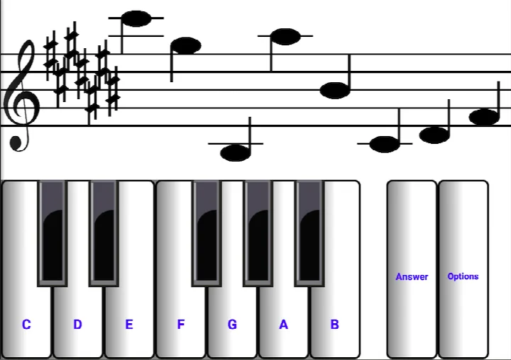 F clef note reading practice with note name buttons