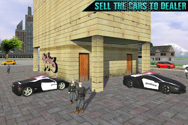 Impossible Police Transport Car Theft screenshot: 3D city environment with buildings and roads