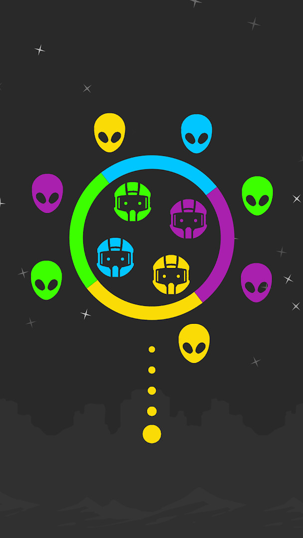 Challenging obstacle course with changing colors and stars.