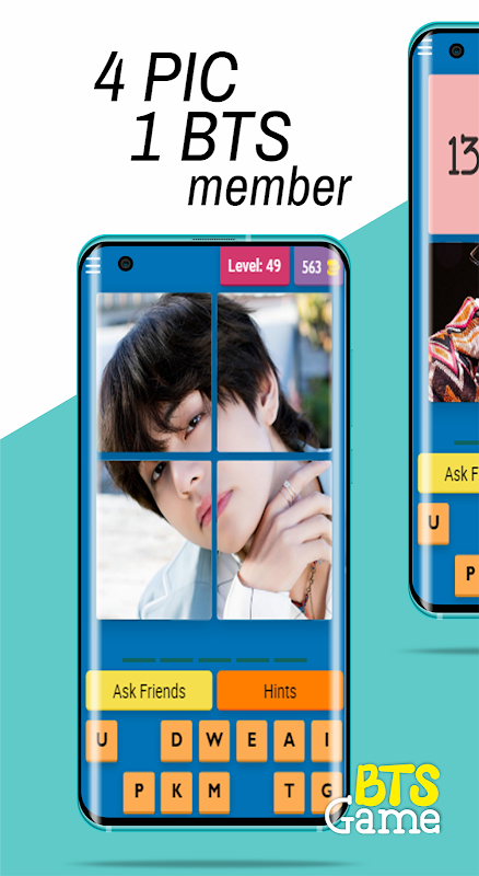 Classic Quiz screen in BTS Game asking players to guess correct answers about each BTS member.