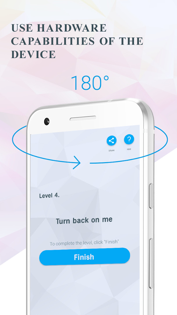 A tricky puzzle requiring the user to press the volume keys to fill a scale on screen.