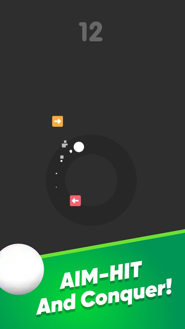 Spin Rush gameplay view with obstacles approaching the wall to be blocked