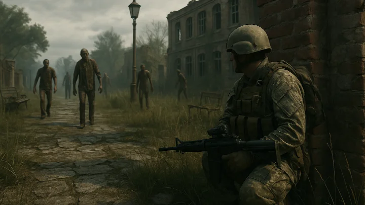 Zombie Shooter - Zombie Games screenshot showing realistic FPS zombie shooter gameplay