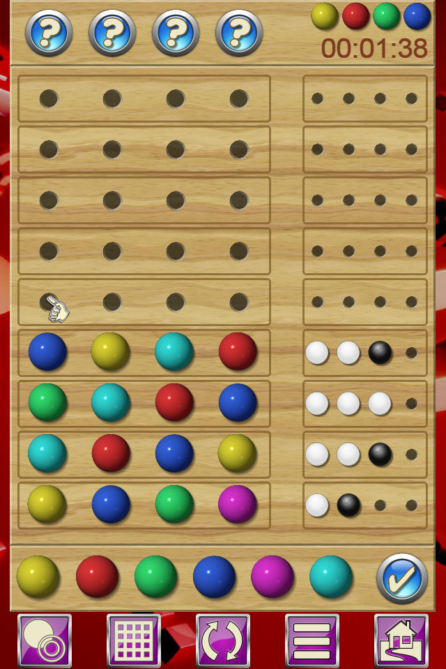 Enigma V+ be a mastermind. game board with a hidden sequence of pieces