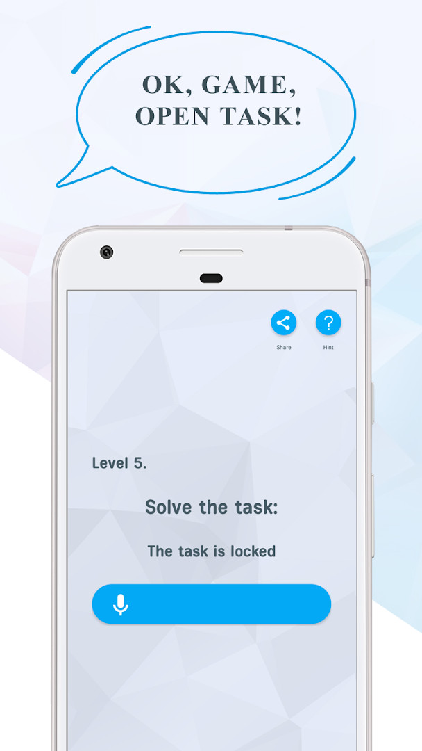 A rebus-style riddle where the solution is an action to perform within the app.