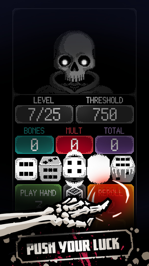 Dice of Kalma skull deck collection screen with unlockable abilities