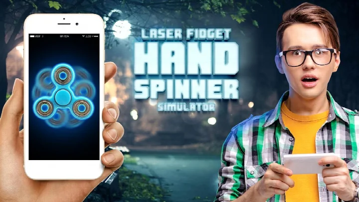 Screenshot of Laser fidget hand spinner featuring the improved rotation physics and sound controls from version 1.3.
