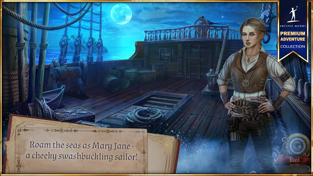 Uncharted Tides: Port Royal main screen with the title and a pirate ship backdrop