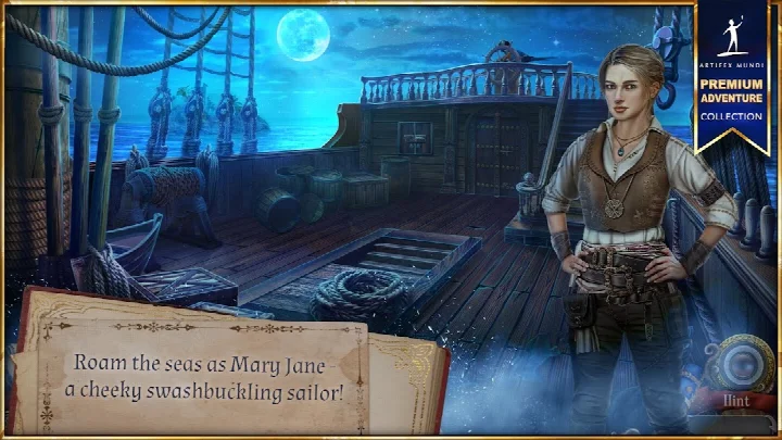 Uncharted Tides: Port Royal main screen with the title and a pirate ship backdrop