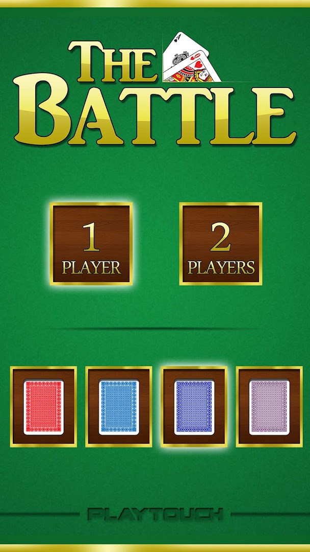 The Battle: gameplay showing two cards face-up on a table.